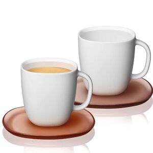 Nespresso Gran Lungo porcelain matte cups with translucent saucers